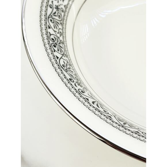 Noritake Prelude Soup Bowl 7 1/2" Ivory China Silver Trim #7570 Japan x3 Vintage - Picture 9 of 15